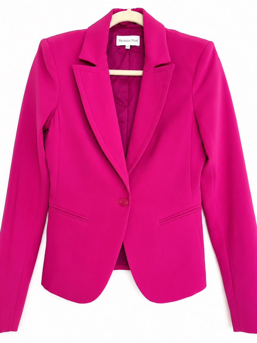 Patrizia Pepe Bright Fuchsia Single-Button Tailored Blazer